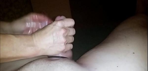  Using her hands to make him cum